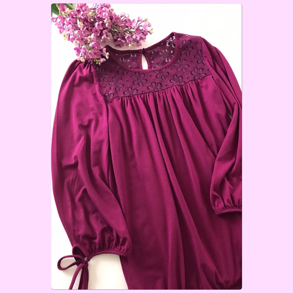 Purple Crochet Lace Daisy Flower Blouse Size S - Picture 5 of 8
